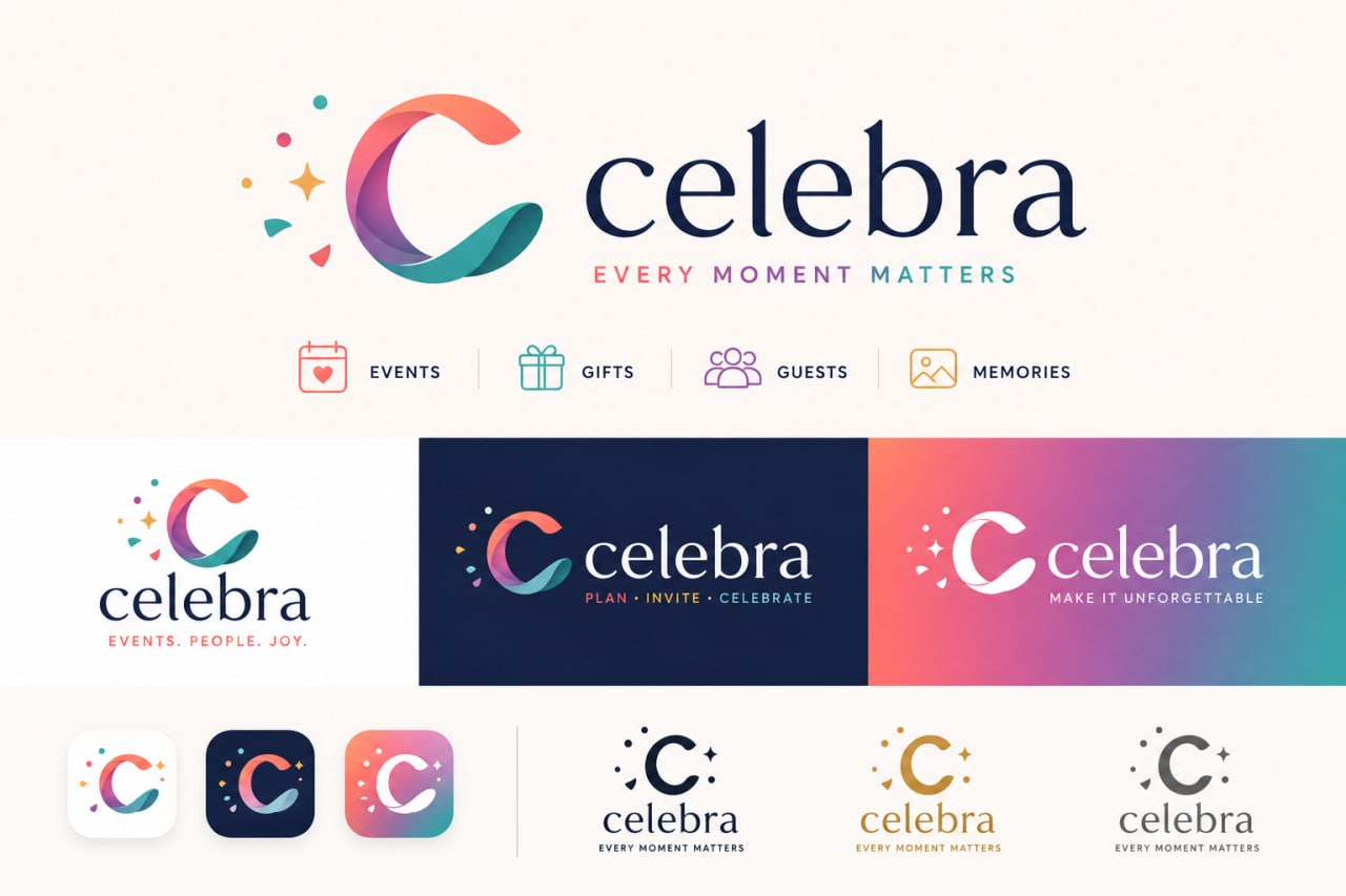The colorful Celebra identity and products
